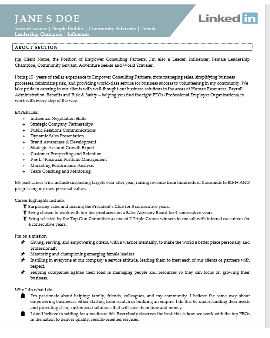 LinkedIn Profile Revamp